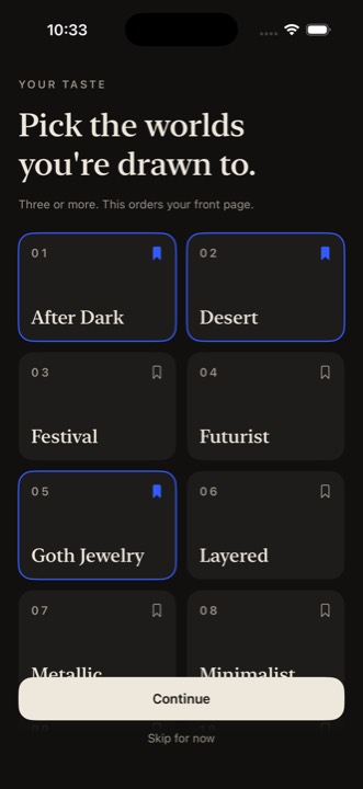 Taste picker grid